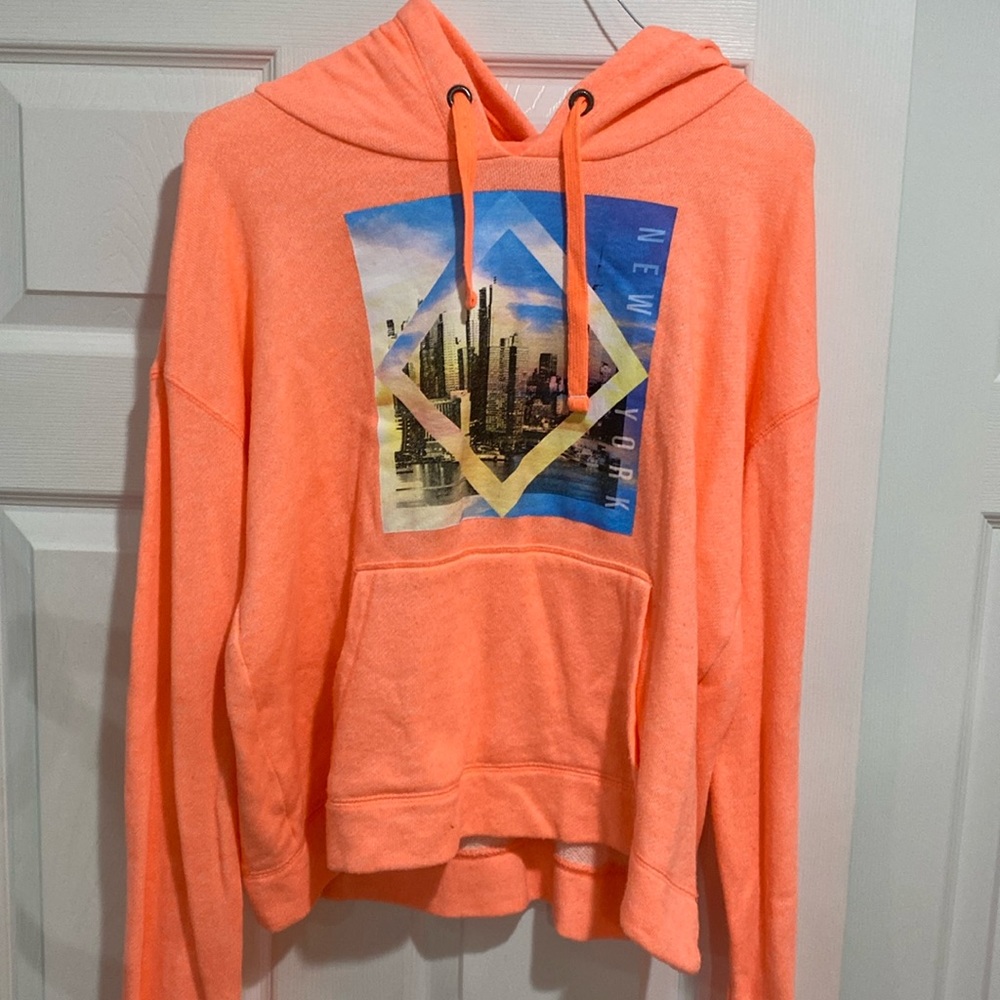 Graphic Neon Orange Casual Hoodie